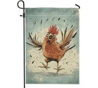 Divertente bandiera da giardino con pollo, striscione decorativo per la casa con gallo, bandiera rustica su entrambi i lati per la decorazione del prato esterno, cartello di benvenuto stagionale per