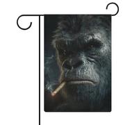 Divertente bandiera da giardino con ritratto di gorilla, in iuta su entrambi i lati, 30,5 x 45,7 cm