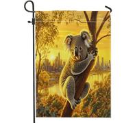Divertente bandiera da giardino Koala 30,5 x 45,7 cm, double face, decorazione esterna, tramonti, ramo città, paesaggio, bandiera, tela, casa, animali, piccola bandiera per cortile e prato