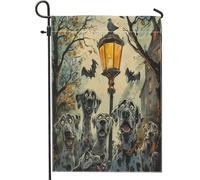 Divertente bandiera da giardino per cani con puntatore a pelo corto per Halloween, 30,5 x 45,7 cm, double-face, per esterni, decorazione esterna, castello infestato, motivo cucciolo di castello per