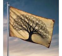 Divertente bandiera da parete a albero con lettere ebraiche sui suoi rami. Bandiera per studenti e atleti, cartelli e decorazioni per esterni (120 x 180 cm)