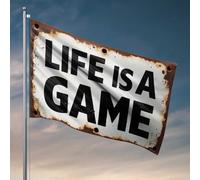 Divertente bandiera da parete Life is a Game: abbracciare le sfide della vita, decorazione per esterni, patio, bar, accessori (120 x 180 cm)