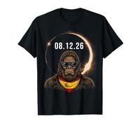 Divertente Bandiera della Spagna Bigfoot Sasquatch Total Eclipse 2026 Maglietta