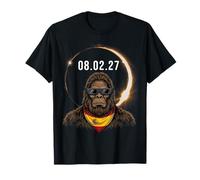 Divertente Bandiera della Spagna Bigfoot Sasquatch Total Eclipse 2027 Maglietta