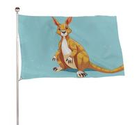 Divertente bandiera dello zoo del canguro dei cartoni animati 119,4 x 177,8 cm, stampa su entrambi i lati, bandiera decorativa da giardino, non sbiadisce, con occhielli in ottone da appendere, sfondo