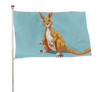 Divertente bandiera dello zoo del canguro dei cartoni animati, 89 x 150 cm, stampa su entrambi i lati, bandiera decorativa da giardino, non sbiadisce, con occhielli in ottone da appendere, sfondo