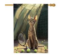 Divertente bandiera Devon Rex Cat House 71,1 x 101,2 cm double face per esterni decorativa, tennis sport gattino frontyard tela casa bandiera, carino divertente animale domestico modello esterno