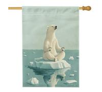 Divertente bandiera per casa con orso polare su ghiaccio, 71 x 101 cm, double face, per esterni, con animali Coolny standard, verticale, bandiera per la casa, strana bandiera con stampa in stile