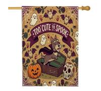 Divertente bandiera per casa del cane Scottish Terrier 71,1 x 101,2 cm, double face, decorativa per esterni, spaventosa bara gotica, fantasma gotico, bandiera per la casa, spettrale bandiera per