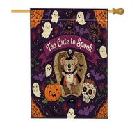 Divertente bandiera per Halloween Koala House 71,1 x 101,2 cm, double-face, decorativa per esterni, spaventosa bara gotica, fantasma gotico, bandiera per la casa, spettrale all'aperto piccola bandiera