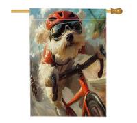 Divertente bandiera per la casa del cane Cavachon, 71 x 101 cm, double-face, decorativa, per esterni, ciclismo su strada, sport, cortile, cortile, casa, tela, divertente, motivo per animali domestici