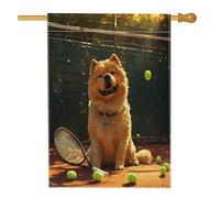 Divertente bandiera per la casa del cane Chow Chow, 71 x 101 cm, double face, per decorazione esterna, tennis, sport, cuccioli, bandiera, casa, tela, simpatica, divertente, motivo per animali