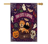 Divertente bandiera per la casa del cane Chow Chow Chow, 71 x 101 cm, double-face, decorativa per esterni, spaventosa bara gotica, fantasma in lino, per esterni, piccola bandiera per prato