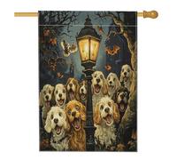 Divertente bandiera per la casa del cane Cocker Spaniel per Halloween, 71 x 101 cm, per esterni, casa stregata, castello, cucciolo, bandiera verticale standard per la casa, decorazione per esterni