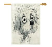 Divertente bandiera per la casa del cane con Bichon Frise, 71,1 x 101,6 cm, double face, decorativa per esterni, divertente motivo cartone animato, bandiera per la casa, per animali domestici, cortile