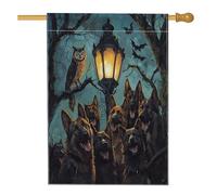 Divertente bandiera per la casa del cane pastore tedesco, 71 x 101 cm, double-face, decorativa per esterni, per casa, castello stregato, cucciolo, cortile, bandiera, casa, giardino, giardino, giardino