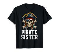 Divertente Bandiera Pirata con Teschi Jolly Roger Crossbones Maglietta