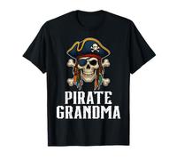 Divertente Bandiera Pirata Nonna Jolly Roger Crossbones Teschio Maglietta