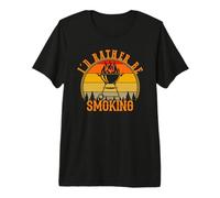Divertente Barbecue con Scritta in Inglese I'd Rather Be Smoking BBQ Grill Barbecue Funny Pitmaster Maglietta Premium