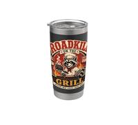 Divertente barbecue Roadkill on the Grill Pitmaster Raccoon Bicchiere termico in acciaio inox doppia parete