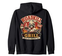 Divertente Barbecue Roadkill on The Grill Pitmaster Raccoon Felpa con Cappuccio