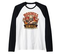 Divertente Barbecue Roadkill on The Grill Pitmaster Raccoon Maglia con Maniche Raglan