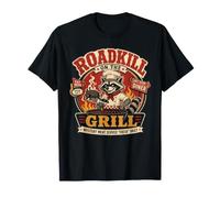 Divertente Barbecue Roadkill on The Grill Pitmaster Raccoon Maglietta