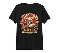 Divertente Barbecue Roadkill on The Grill Pitmaster Raccoon Maglietta Premium