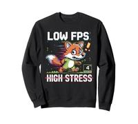 Divertente Basso FPS High Stress Gaming Fox Pixel Art Design Felpa
