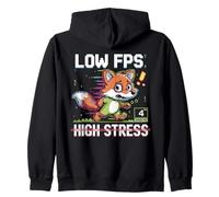 Divertente Basso FPS High Stress Gaming Fox Pixel Art Design Felpa con Cappuccio