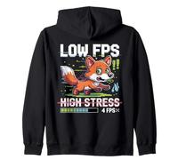 Divertente Basso FPS High Stress Gaming Fox Pixel Art Design Felpa con Cappuccio