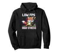 Divertente Basso FPS High Stress Gaming Fox Pixel Art Design Felpa con Cappuccio