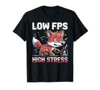 Divertente Basso FPS High Stress Gaming Fox Pixel Art Design Maglietta