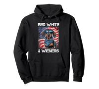 Divertente bassotto rosso bianco e Wieners Weiner Dog 4 luglio Felpa con Cappuccio