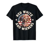 Divertente bassotto rosso bianco e Wieners Weiner Dog 4 luglio Maglietta