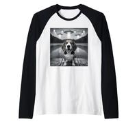 Divertente Beagle Selfie UFO Astronave Aliena Amante dei Cani Maglia con Maniche Raglan