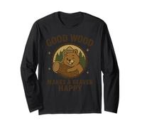 Divertente Beaver Good Nature Humor Log Pun Lumberjack Cabin Joke Maglia a Manica
