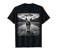 Divertente Belga Malinois Selfie UFO Astronave Aliena Amante dei Cani Maglietta