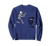 Divertente Bernedoodle Che corre Skeleton Halloween Felpa