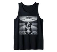 Divertente Bernese Mountain Selfie UFO Astronave Aliena Amante dei Cani Canotta