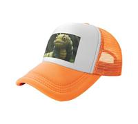 Divertente berretto da baseball nero con motivo bruco, design a rete, adatto per escursioni, pesca e uso quotidiano, Arancione, Taglia unica