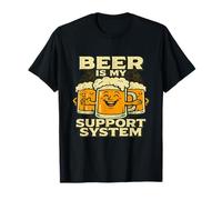 Divertente bevitore di birra La birra è il mio sistema di supporto Umorismo Maglietta
