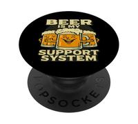 Divertente bevitore di birra La birra è il mio sistema di supporto Umorismo PopSockets PopGrip Adesivo