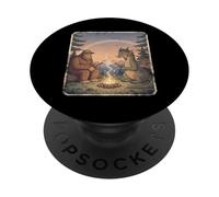 Divertente Bigfoot Drago Falò Natura Sasquatch Amante PopSockets PopGrip Adesivo