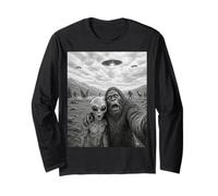Divertente Bigfoot E Selfie Alieno con UFO E Criptidi Maglia a Manica