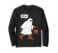Divertente Bigfoot Fantasma Halloween Sasquatch Cartone Maglia a Manica