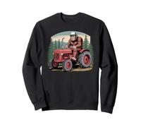Divertente Bigfoot Farmer Guidare Trattore nella Foresta Felpa