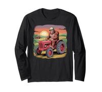Divertente Bigfoot Farmer Guidare Trattore nella Foresta Maglia a Manica