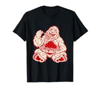 Divertente Bigfoot Mangiare Spaghetti e Polpette Pasta Amante Maglietta