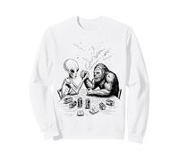 Divertente Bigfoot Sasquatch e Alien Arm Wrestling & Birra Felpa